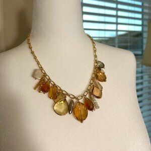 beaded gold charm necklace